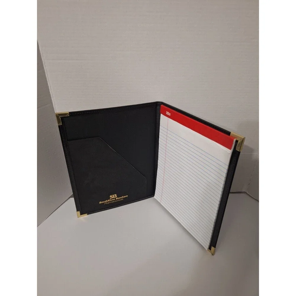 VTG Smithline Beechman Pharmaceuticals Leather Notepad Portfolio Folder Binder